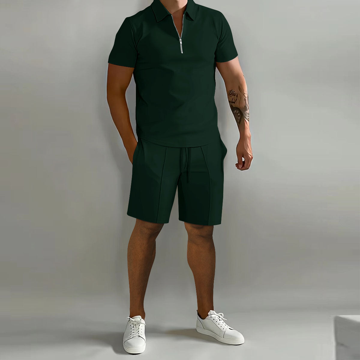 Tropical Polo Shirt and Shorts Set